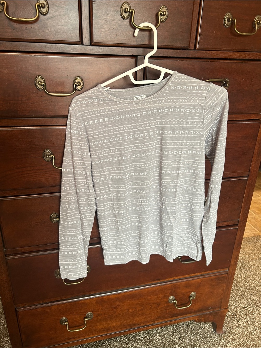32 Degrees Light Gray Patterned Long underwear set youth XL